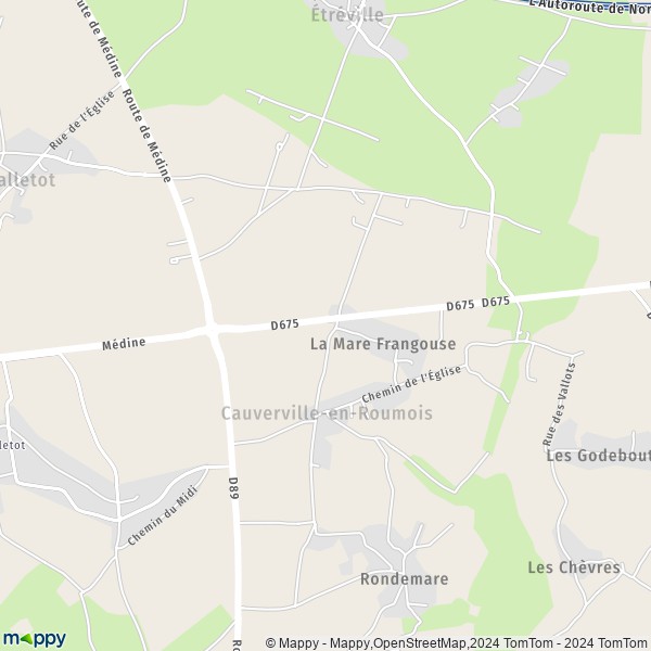 La carte pour la ville de Cauverville-en-Roumois 27350
