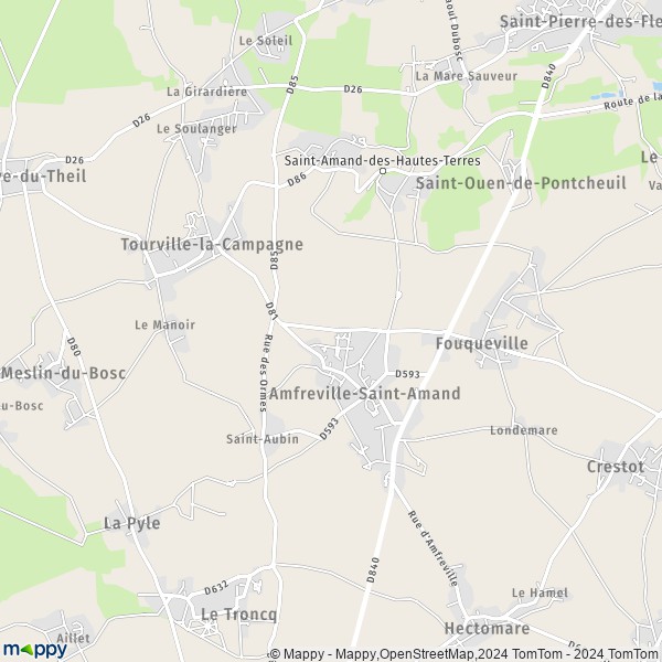 La carte pour la ville de Saint-Amand-des-Hautes-Terres, 27370 Amfreville-Saint-Amand