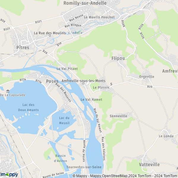 La carte pour la ville de Amfreville-sous-les-Monts 27380