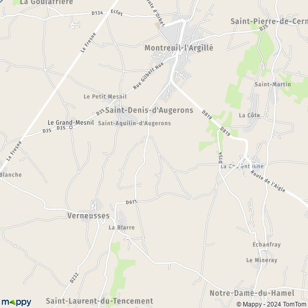 La carte pour la ville de Saint-Denis-d'Augerons 27390