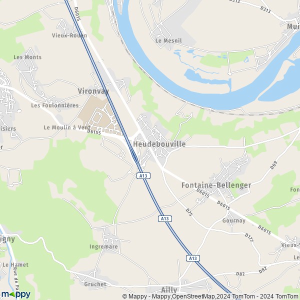 La carte pour la ville de Heudebouville 27400-27600