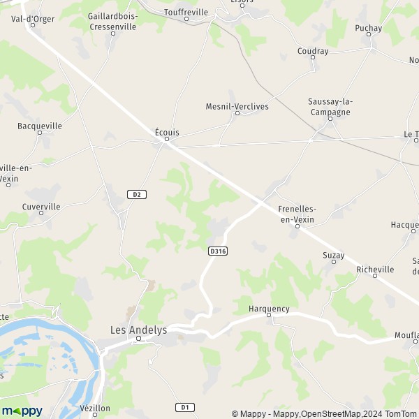 La carte pour la ville de Fresne-l'Archevêque, 27700 Frenelles-en-Vexin