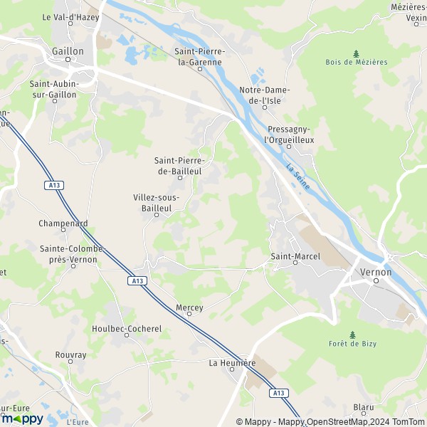 La carte pour la ville de Saint-Just, 27950 La Chapelle-Longueville