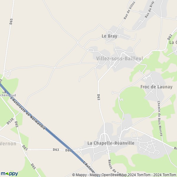 La carte pour la ville de Villez-sous-Bailleul 27950