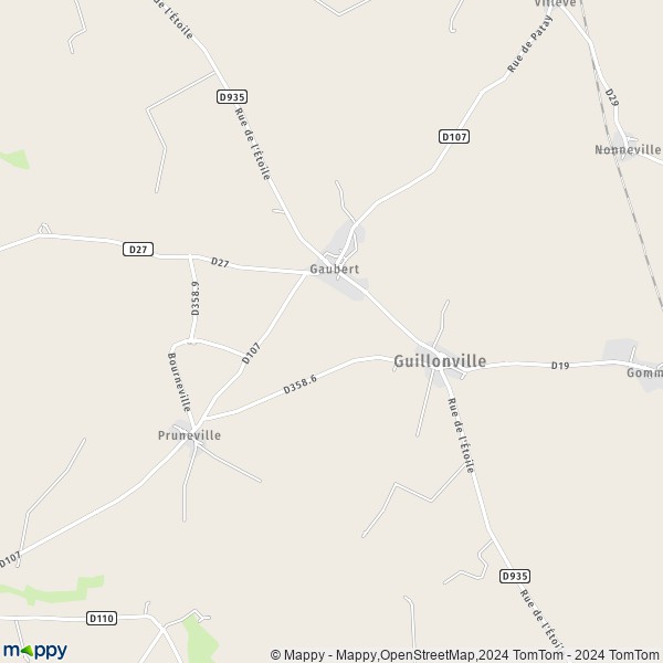 La carte pour la ville de Guillonville 28140