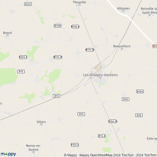 La carte pour la ville de Montainville, 28150 Les Villages-Vovéens