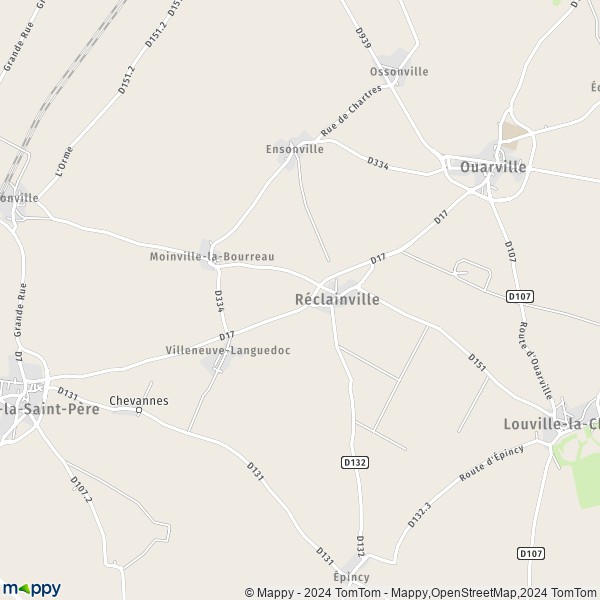 La carte pour la ville de Réclainville 28150