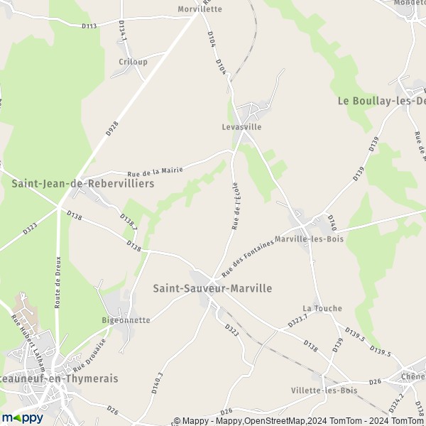 La carte pour la ville de Saint-Sauveur-Marville 28170