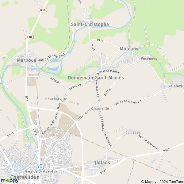 La carte pour la ville de Donnemain-Saint-Mamès 28200