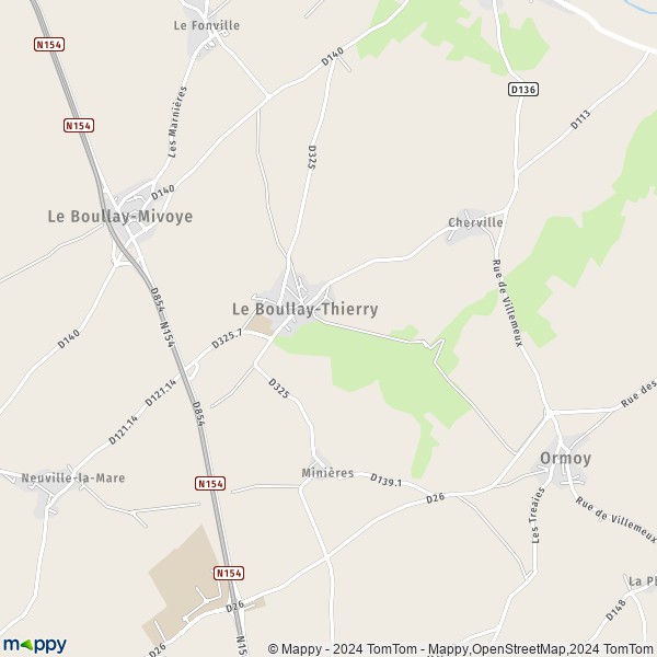 La carte pour la ville de Le Boullay-Thierry 28210