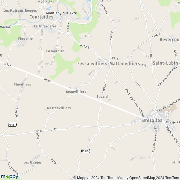 La carte pour la ville de Fessanvilliers-Mattanvilliers 28270