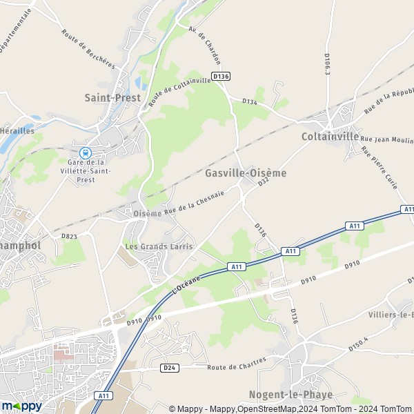 La carte pour la ville de Gasville-Oisème 28300