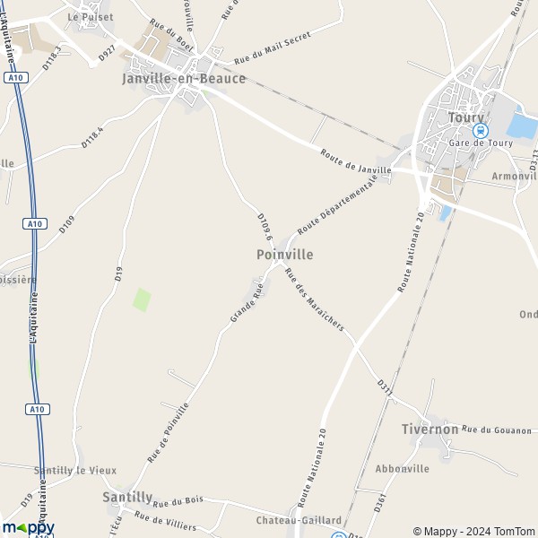 La carte pour la ville de Poinville 28310
