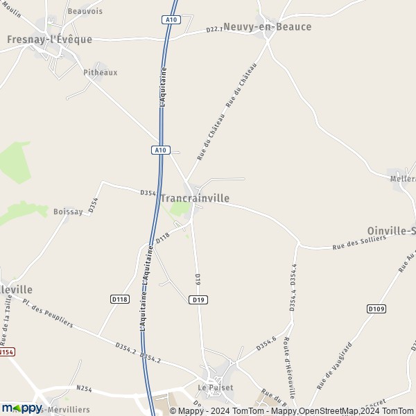 La carte pour la ville de Trancrainville 28310