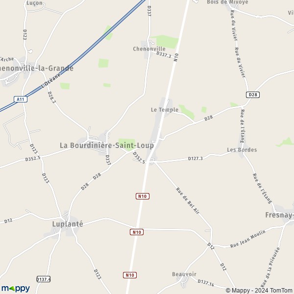 La carte pour la ville de La Bourdinière-Saint-Loup 28360