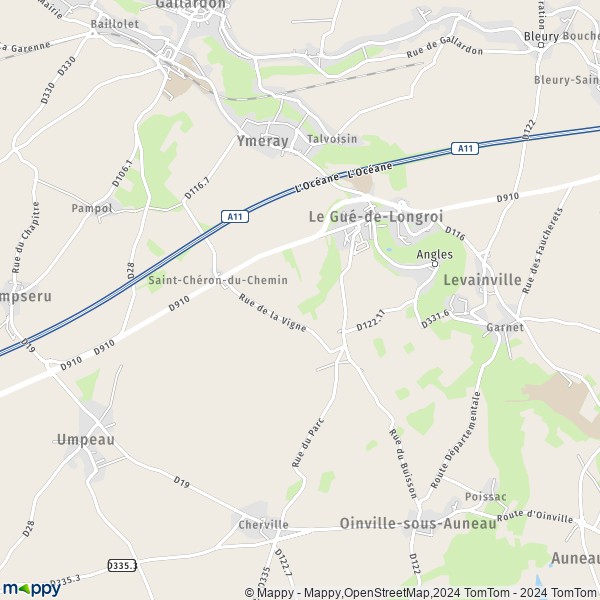 La carte pour la ville de Le Gué-de-Longroi 28700