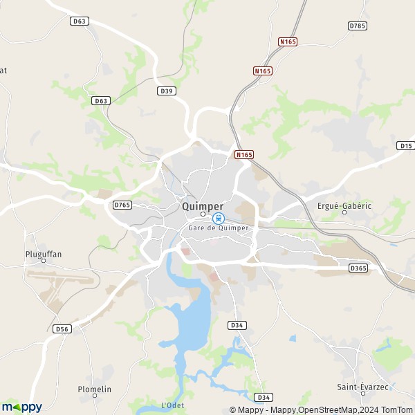 La carte pour la ville de Quimper 29000