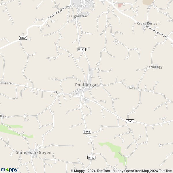 La carte pour la ville de Pouldergat 29100