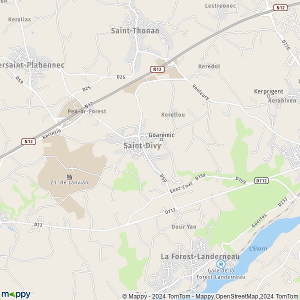La carte pour la ville de Saint-Divy 29800