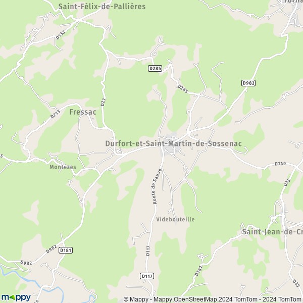La carte pour la ville de Durfort-et-Saint-Martin-de-Sossenac 30170
