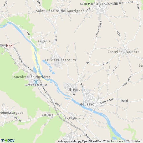 La carte pour la ville de Brignon 30190