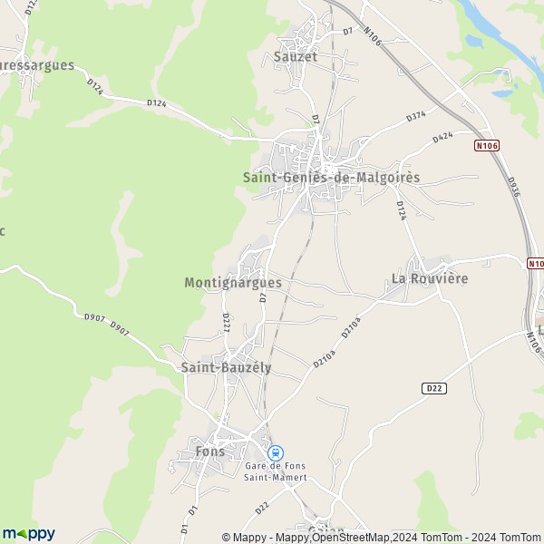La carte pour la ville de Montignargues 30190