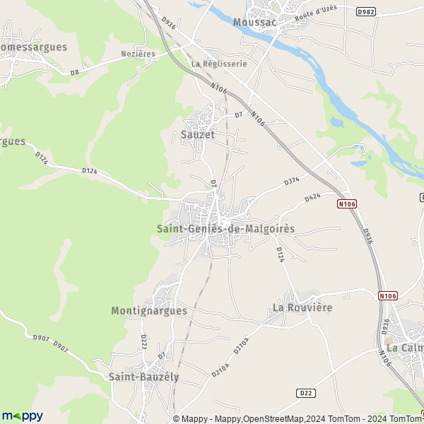 La carte pour la ville de Saint-Geniès-de-Malgoirès 30190