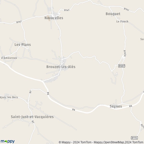 La carte pour la ville de Brouzet-lès-Alès 30580