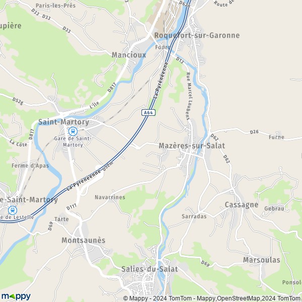 La carte pour la ville de Mazères-sur-Salat 31260