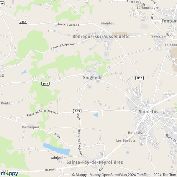 La carte pour la ville de Saiguède 31470