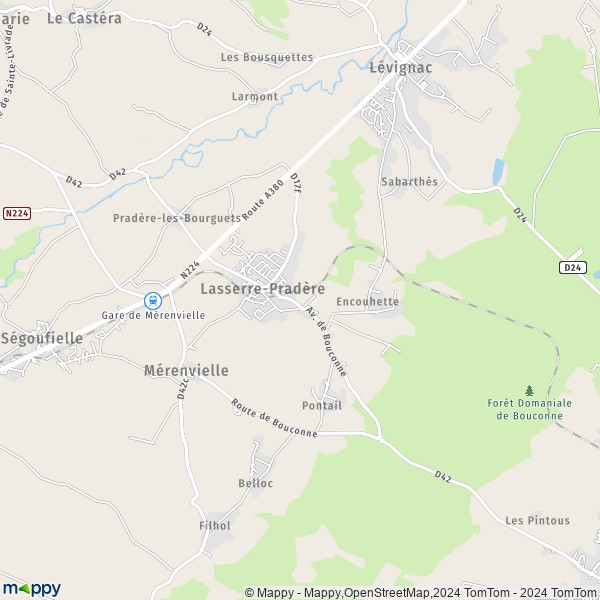 La carte pour la ville de Pradère-les-Bourguets, 31530 Lasserre-Pradère
