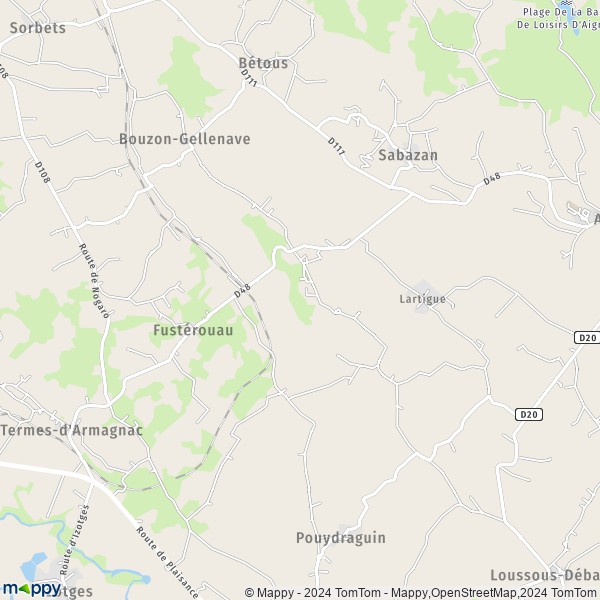 La carte pour la ville de Bouzon-Gellenave 32290
