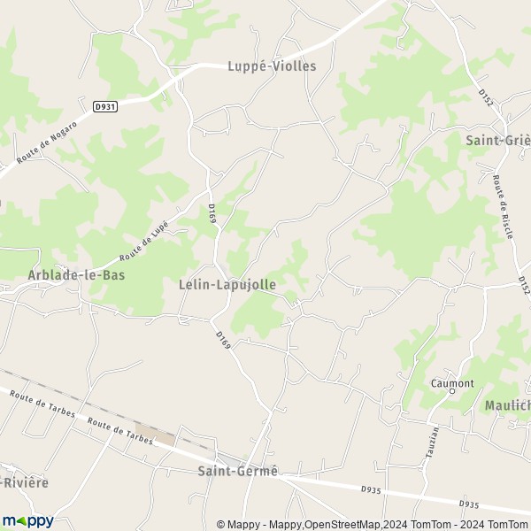 La carte pour la ville de Lelin-Lapujolle 32400