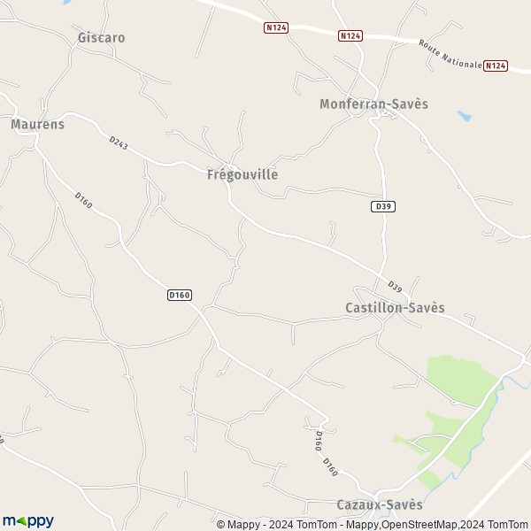 La carte pour la ville de Frégouville 32490
