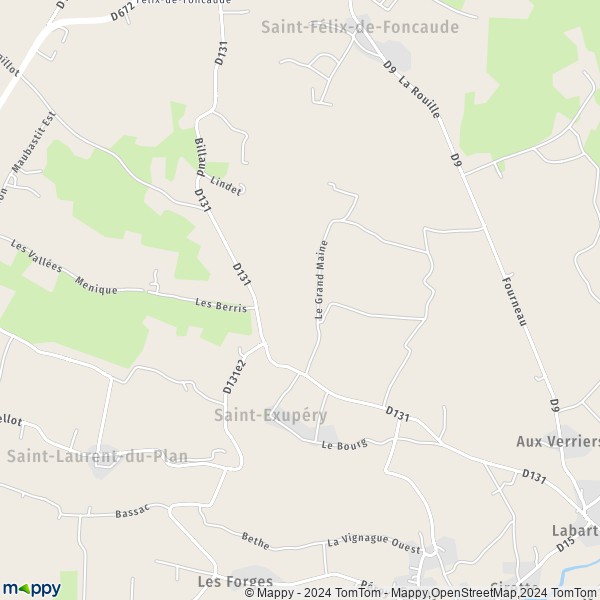 La carte pour la ville de Saint-Exupéry 33190
