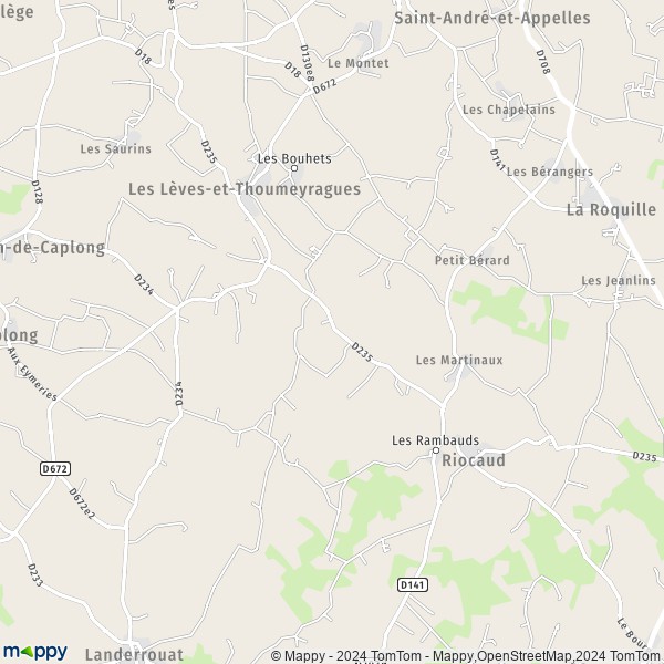 La carte pour la ville de Les Lèves-et-Thoumeyragues 33220