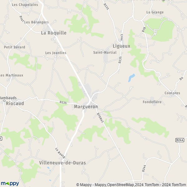 La carte pour la ville de Margueron 33220
