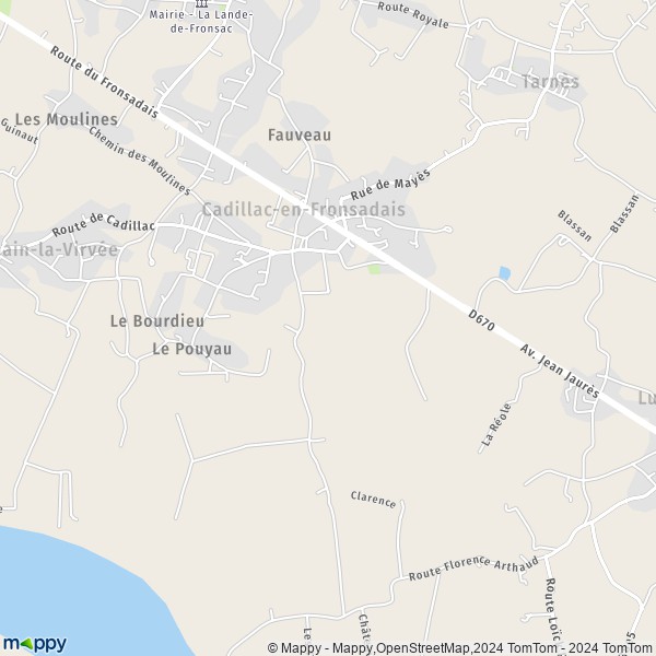 La carte pour la ville de Cadillac-en-Fronsadais 33240