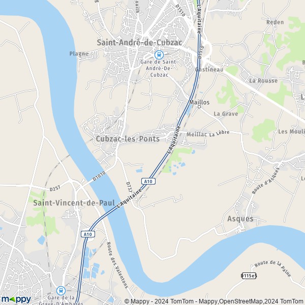 La carte pour la ville de Cubzac-les-Ponts 33240