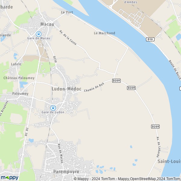 La carte pour la ville de Ludon-Médoc 33290