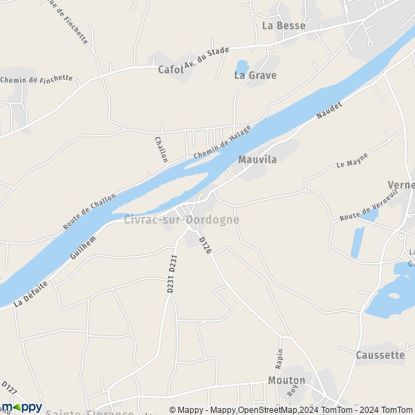 La carte pour la ville de Civrac-sur-Dordogne 33350