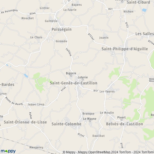 La carte pour la ville de Saint-Genès-de-Castillon 33350