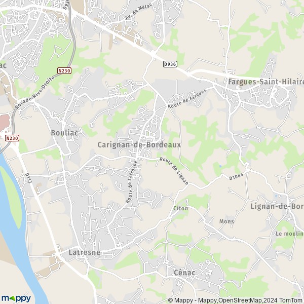 La carte pour la ville de Carignan-de-Bordeaux 33360