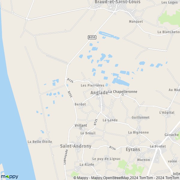 La carte pour la ville de Anglade 33390