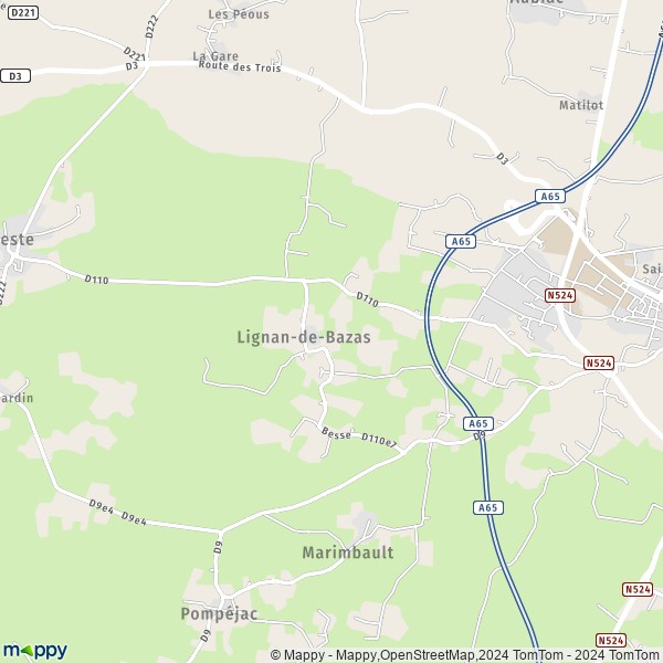 La carte pour la ville de Lignan-de-Bazas 33430