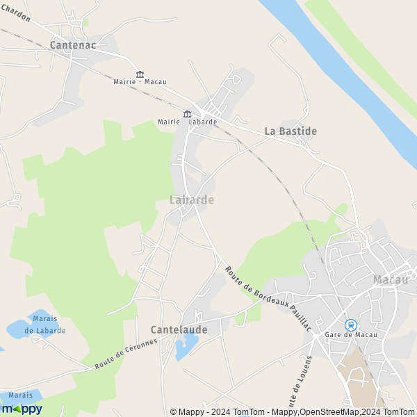 La carte pour la ville de Labarde 33460