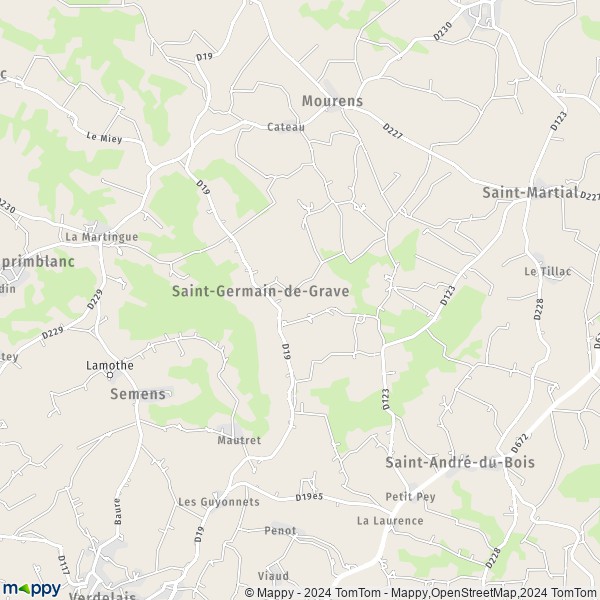 La carte pour la ville de Saint-Germain-de-Grave 33490