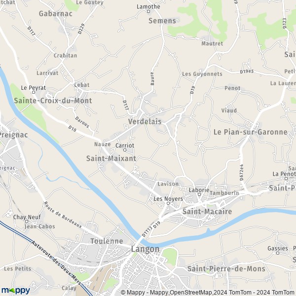 La carte pour la ville de Saint-Maixant 33490