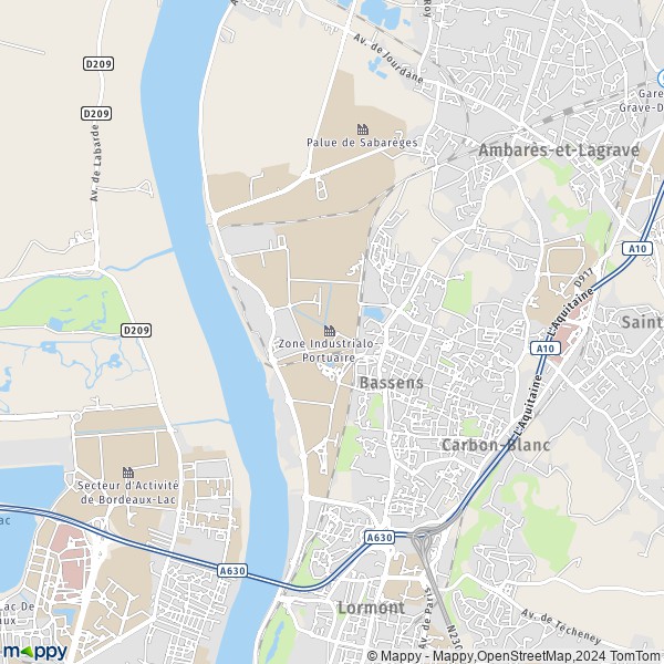 La carte pour la ville de Bassens 33530