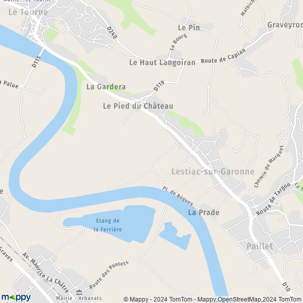 La carte pour la ville de Lestiac-sur-Garonne 33550